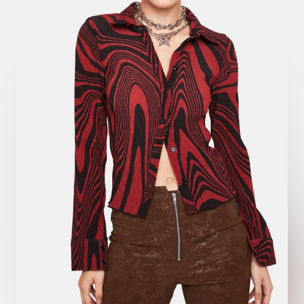 Jaded London Manic Plisse Button Up Shirt